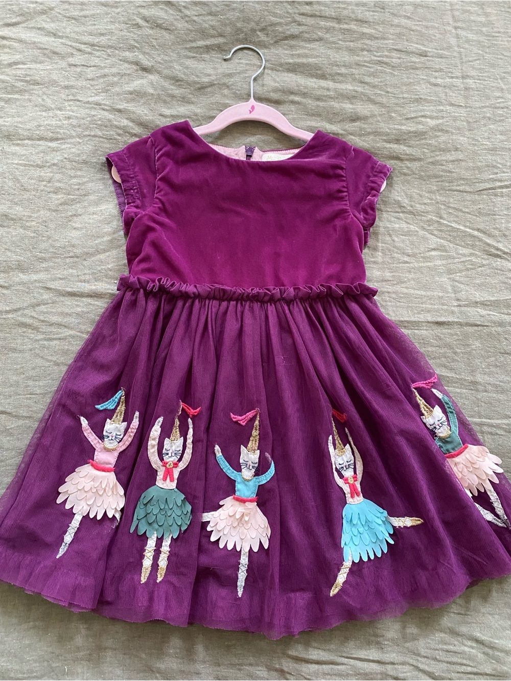 Mini Boden Purple Tulle Cat Ballerina Dress, 4-5Y